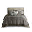 Couvre-lit très grand 5 pièces avec coussins en fausse soie, bride de lit taupe et passepoil bleu-116011390-116011392