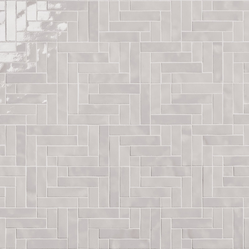 Carreau de mosaïque murale en céramique brillante 7,87 po x 15,74 po Virello (8,6 pieds carrés / feuille), Cloud White