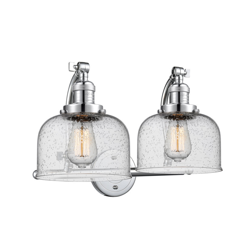 Éclairage pour salle de bain 2 lumières Bonomo Bell, Grainé, Chrome poli, Ampoule non incluse