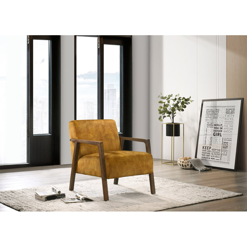 Keishawna Upholstered Armchair, Gold Polyester