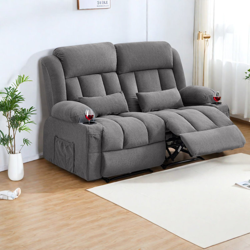Canapés avec rangement, causeuse inclinable moderne de 60 po pour la maison, Gris