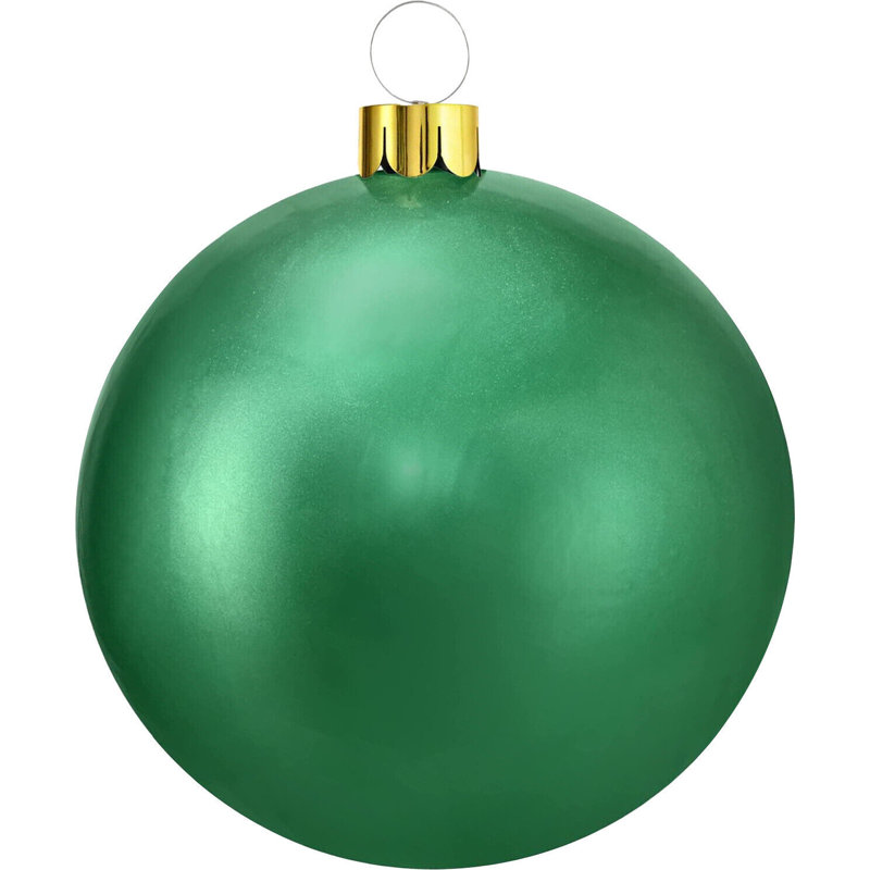 18cm Holiday Ball Ornament, Green, 18cm H x 15cm W x 10cm D