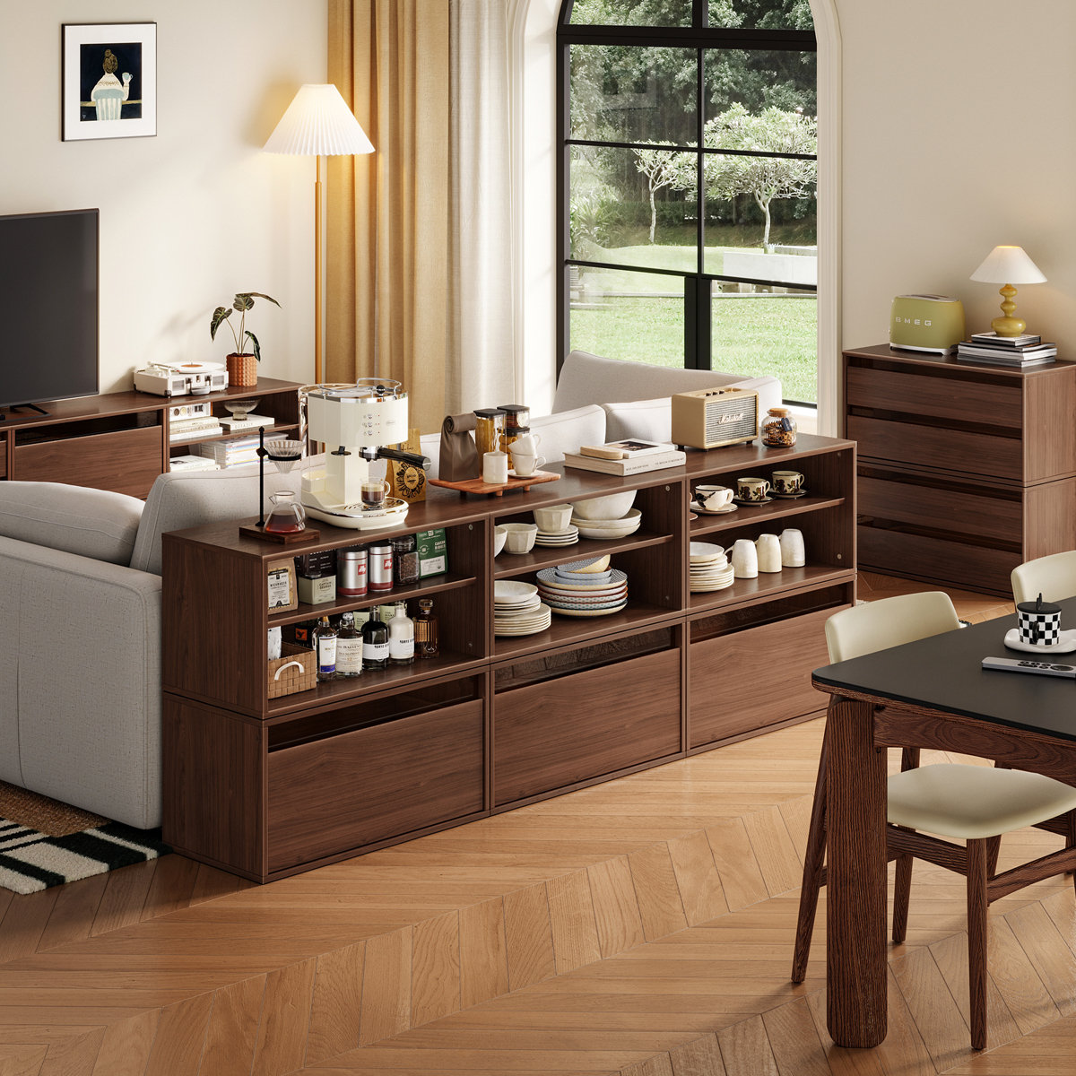 Modular Stackable Storage Cabinet, Wooden Organizer Unit with Multiple Configurations