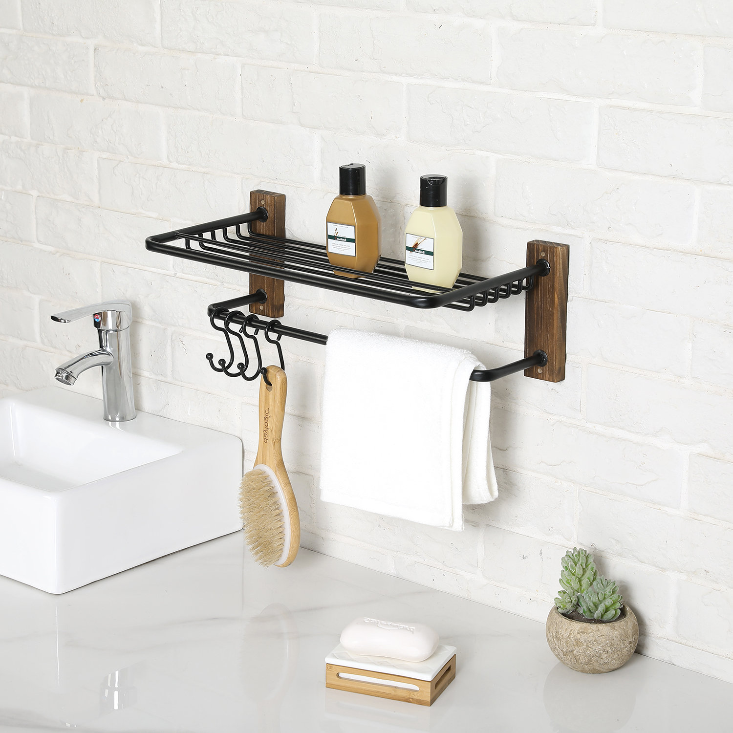 17 Stories Wall Mounted Black Bathroom Storage Shelf Wayfair