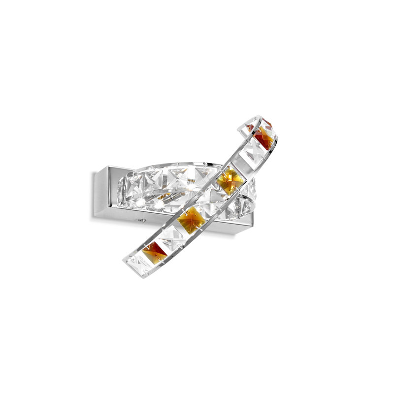 4-Light Flush Mount, Crystal, amber and polished chrome