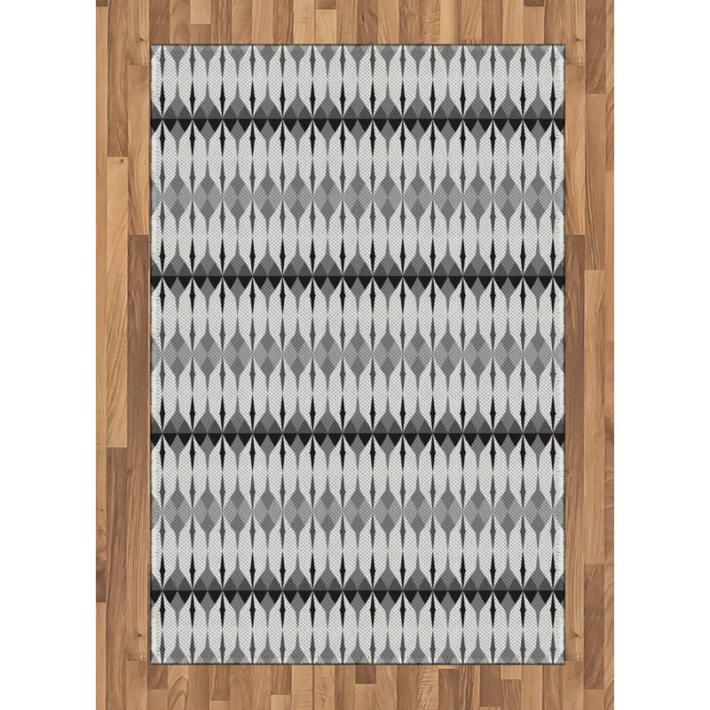 Geometric High Density Long Fiber Poly Threads Decorative Area Rug Carpet, Rectangle 4' x 5'8"