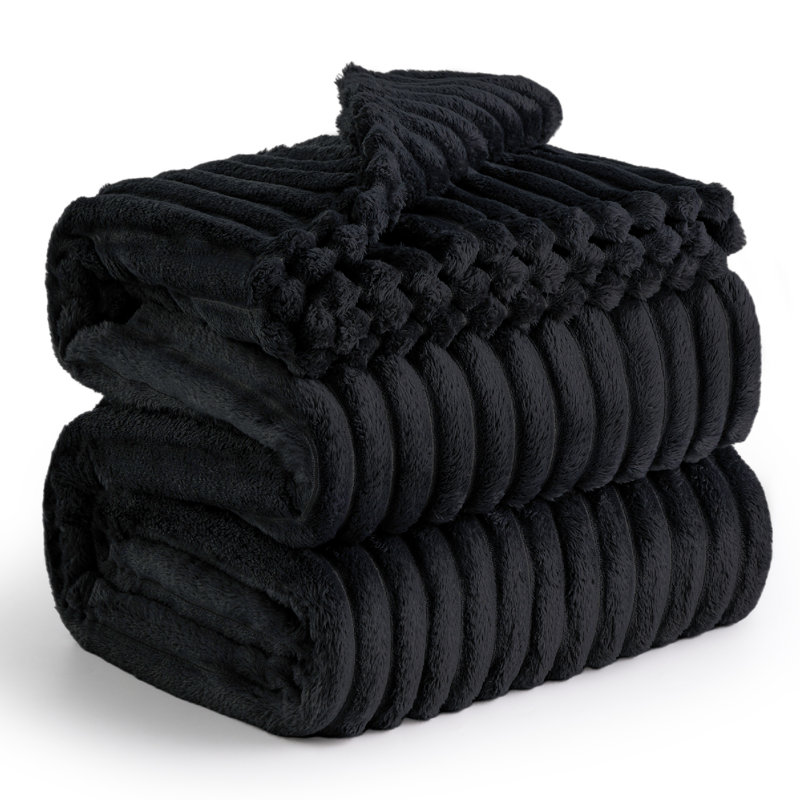 Couvre-lit de Noël 280 g / m² avec jeté en peluche rayé GentleSoft ™ - 90% flanelle, cadeau d'hiver chaud  , Très grand lit