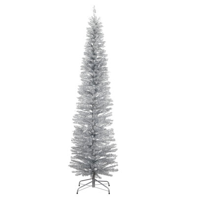 7ft. Silver Shimmering Tinsel Christmas Tree