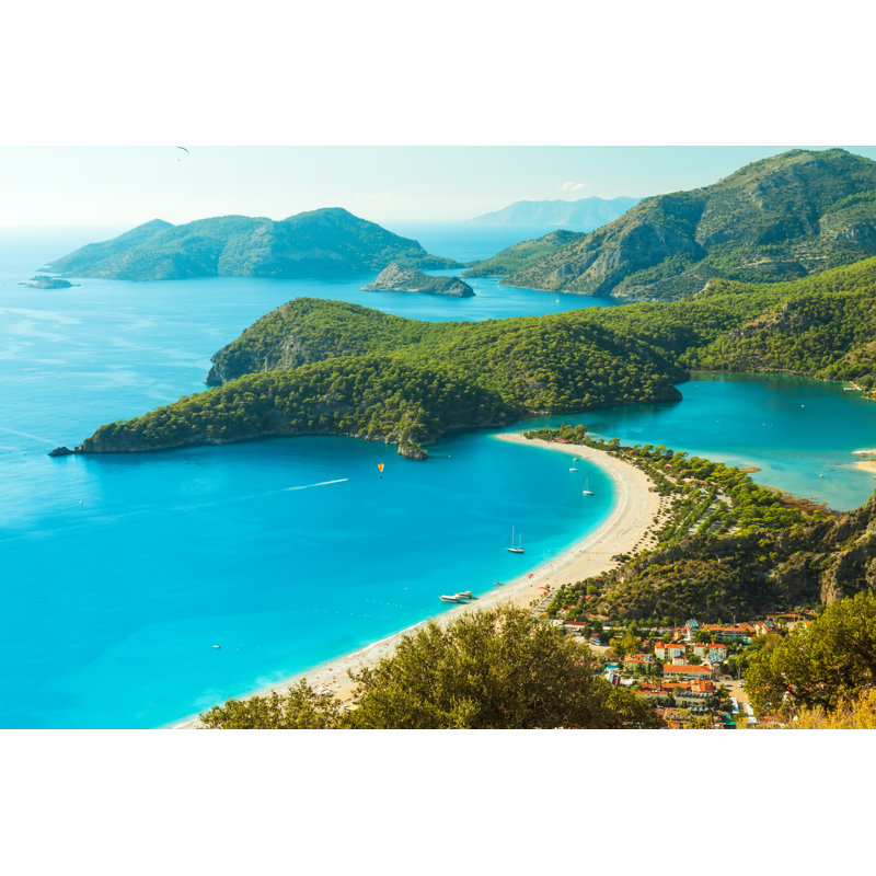 Oludeniz Lagoon In Sea Landscape View Of Beach by Kotangens - Wrapped Canvas Print, 30cm H x 46cm W x 3.8cm D