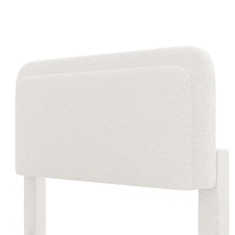 Lit plateforme moderne avec tête de lit courbée, lit plateforme élégant en tissu Boucle, Lit double