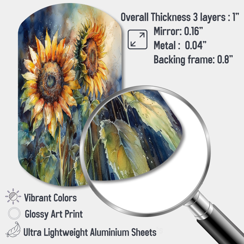 Lagrosa - Décoration murale irrégulière en forme de cylindre de tournesol en métal, H 31 po x l 19 po
