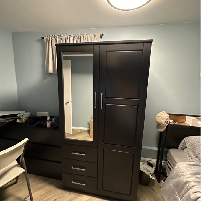 FHIF IBIZA 100cm Grey Sliding Door Wardrobe Modern Bedroom Storage With Full Length Mirror Shelves And Hanging Rails - View #4