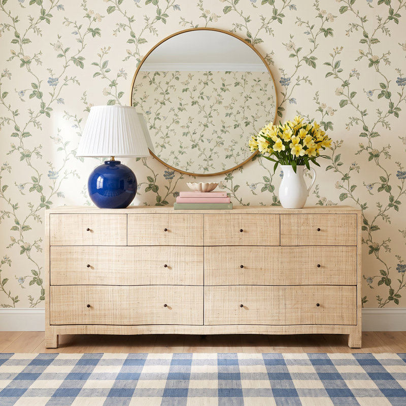 Seadrift Mahogany Solid Wood and Steel 70 " W 8 - Drawer Dresser