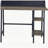 Retro oak and black 2-tier desk with an H-shaped base