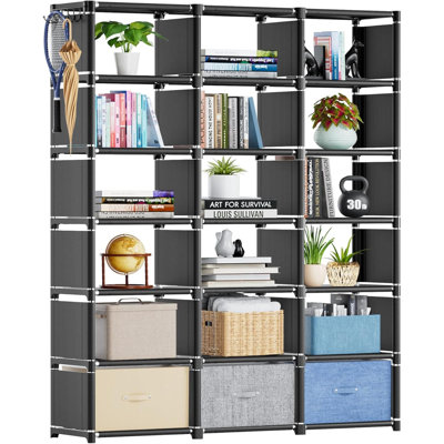 Étagère à livres, organisateur de rangement pour 18 cubes, bibliothèque de bricolage, étagère à cubes en métal, étagères de rangement pour garde-robe pour chambre à coucher, salon, maison, bureau