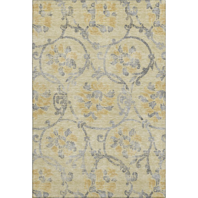 Premium Machine Washable Prisco Gold Rug