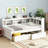 Space-Saving Twin Loft Bed With Integrated Bookcase & Charging Station - Features USB Ports, Power Outlets, And 2 Drawers-2137391927