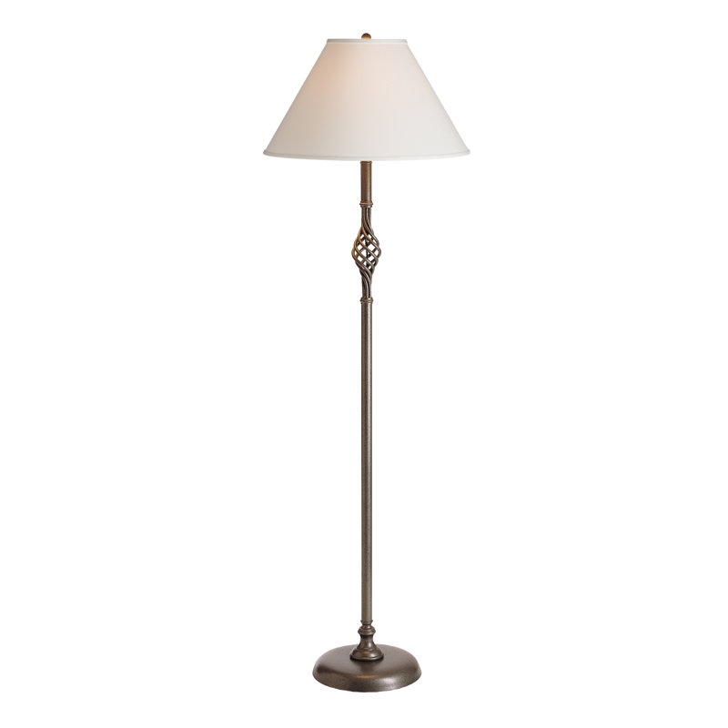 Twist Basket 45" Floor Lamp, Natural lron, Natural Anna