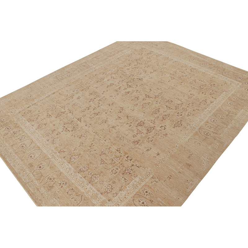 Hand Knotted Silk Area Rug in Brown