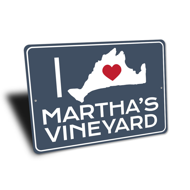 «I Love Marthas Vineyard», panneau en aluminium, H 12 po x l 18 po x P 0,06 po