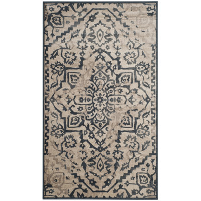 Evanoff Oriental Cream/Navy Area Rug