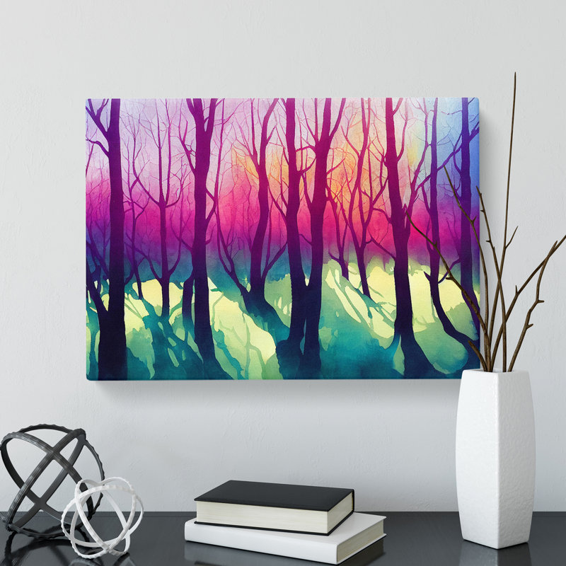Serene Colourful Forest - Wrapped Canvas, 40cm H x 60cm W x 3cm D