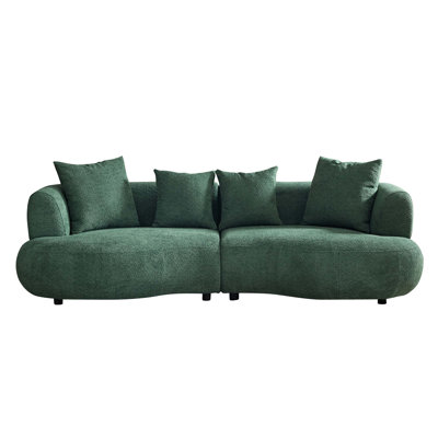 102.36 Inch Mid Century Modern Sectional Curved Sofa Couch,Comfy Sofa For Living Room,Upholstered 4-Seat Sofa Boucle Fabric Cream Style Couch For Apar