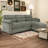 Efaz 4-Piece Corduroy Upholstered Modular Sectional,  Ottoman and Pillowtop Arm-106923762