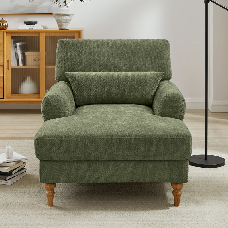 Chaise longue rembourrée avec dossier réglable Jazier, Vert olive