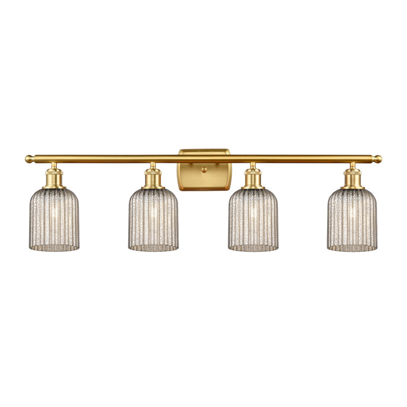 Fiennes 4 - Light Dimmable Vanity Light, Satin Gold, Metallic Gray