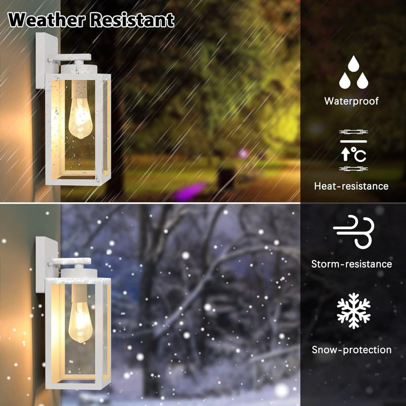 2-pack White Outdoor Wall Lanterns With Glass Shades