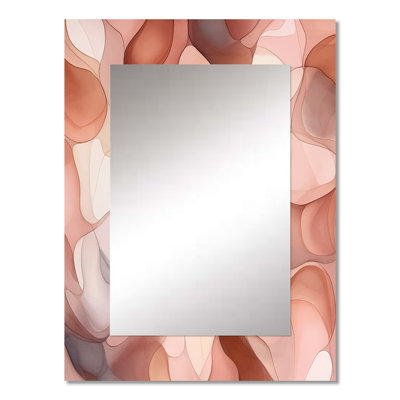 Nutshell Abstractions Abstract Watercolor III - Abstract Shapes Wall Mirror, Pink Decorative Mirror, Printed Metal Art