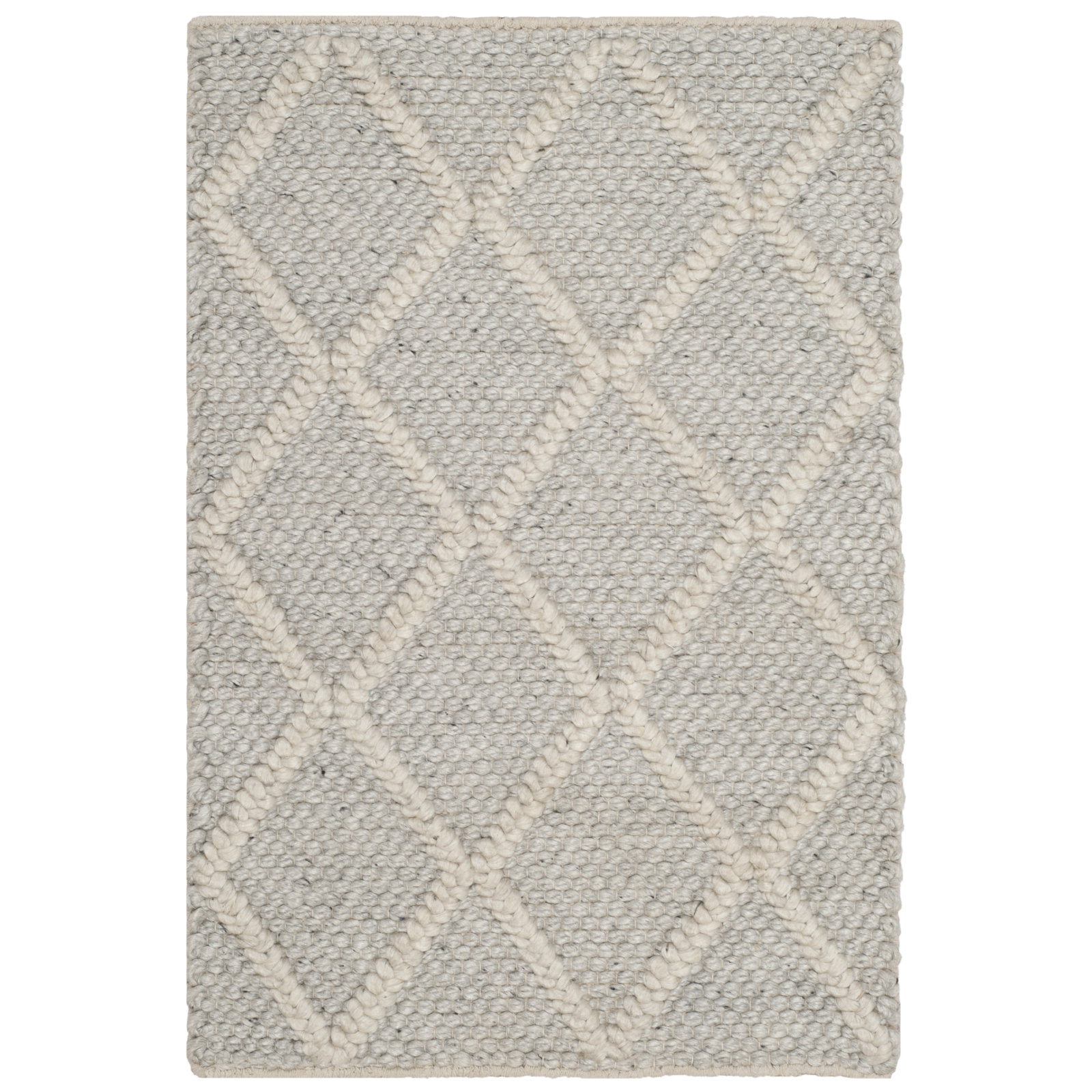 Russo Silver Ivory Flatweave Geometric Rug, Rectangle 10' x 14'