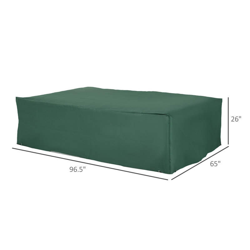 Housse de canapé d'angle d'extérieur imperméable et résistante 246 x 165 x 66 cm - Vert foncé - Protection pour mobilier de jardin avec cordon de serrage