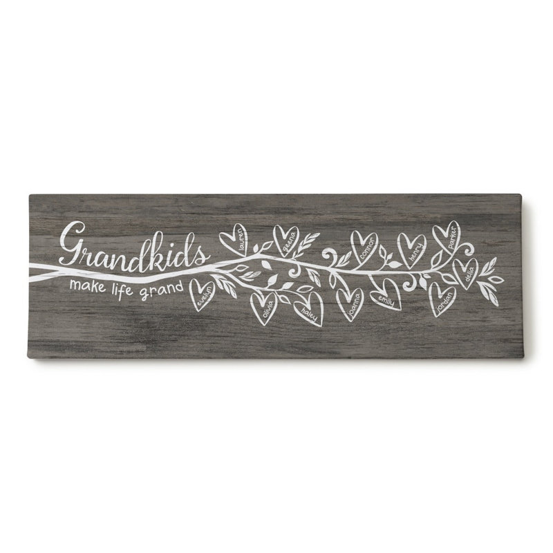 Grandkids Make Life - Grande toile murale 9 x 27 avec 9 noms