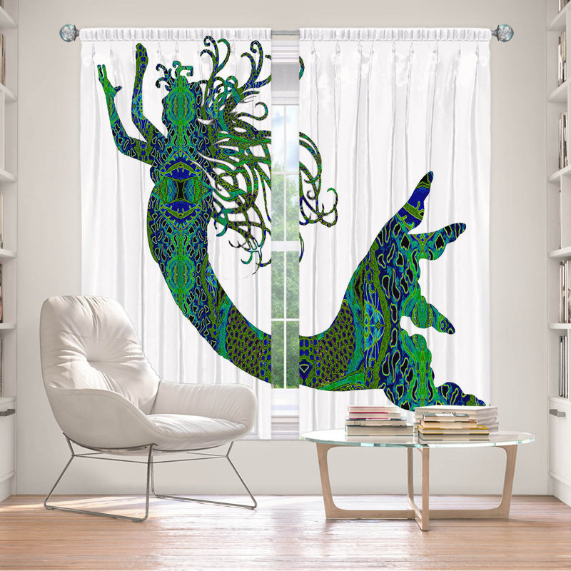 Paire de rideaux obscurcissant en polyester Rossy, L 40 po x L 82 po, Vert et bleu