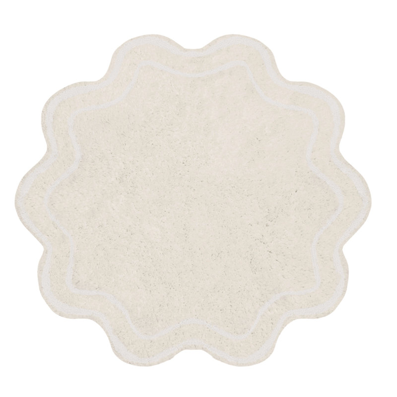 Dobrinka Bath Rug Plush 100% Cotton Mat, Unique Design, Absorbent, Quick Dry, Ivory, 30"(Round)