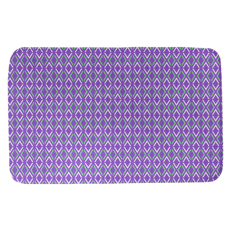 Tapis pour salle de bain diamants Leffel, l 17 po x L 24 po, Mauve / Vert