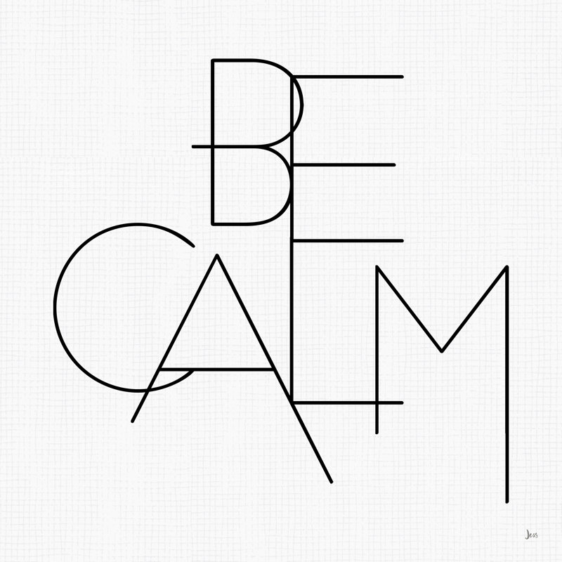 «Calm I White», art textuel sur toile tendue, H 12 po x l 12 po