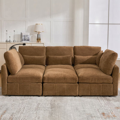 Chenille Upholstered Modular Sectional Sofa
