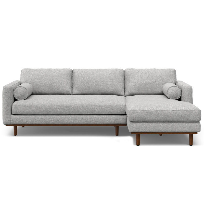 Morrison Large Sectional Sofa, Mid-Century Modern Couch with Chaise Lounge and Eco-Friendly Woven-Blend Fabric, Right