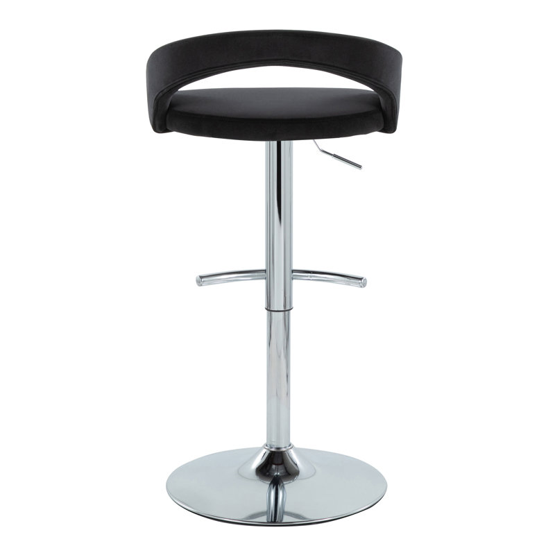 Tabouret de bar Laurenzio, Similicuir noir, Ensemble de 2, Chrome chrome