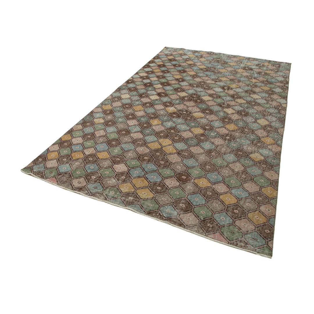 Checkered Kilim Brown Checkered Wool Handmade Area Rug