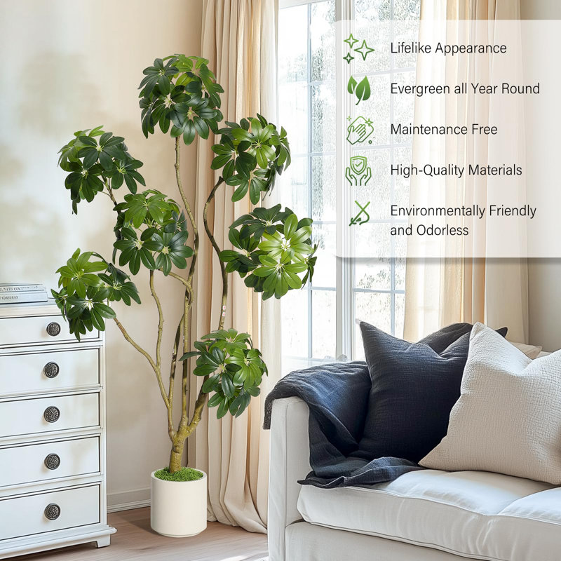 Faux arbres artificiels en pot décoratif blanc avec plusieurs troncs