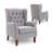 Button-Tufted Small Wingback Accent Chair with Rolled Arm and Thick Padded Cushion-952202657