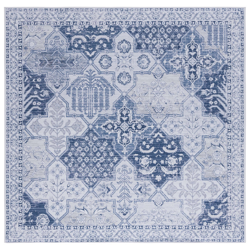 Tapis gris / bleu marine Ziebarth, Carré 6 pi