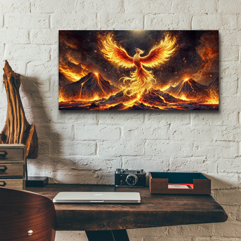  «Phoenix Rising» par Rey Klimt, art mural en verre acrylique, 48 po x 24 po, H 12 po x l 24 po