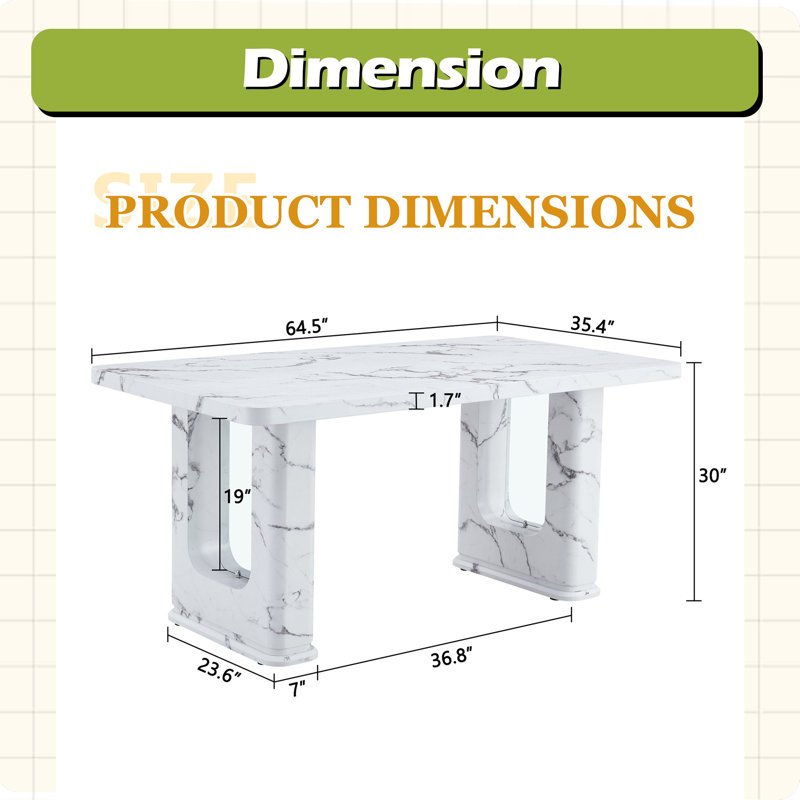 Table de salle à manger 64,5 po x 35,4 po