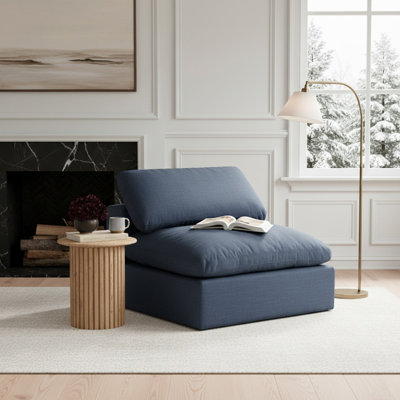 Hrissonka 39 inches Wide Linen Textured Fabric Armless Chair