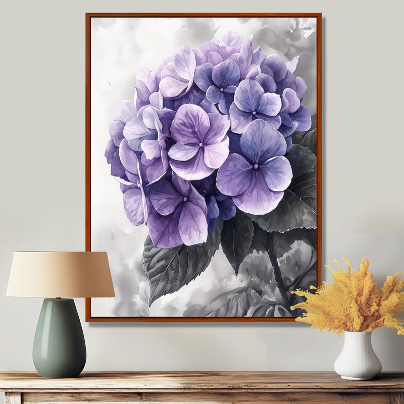«Mauve mauve», art mural Hortensia II, Brun, Impression encadrée flottante, H 20 po x l 12 po